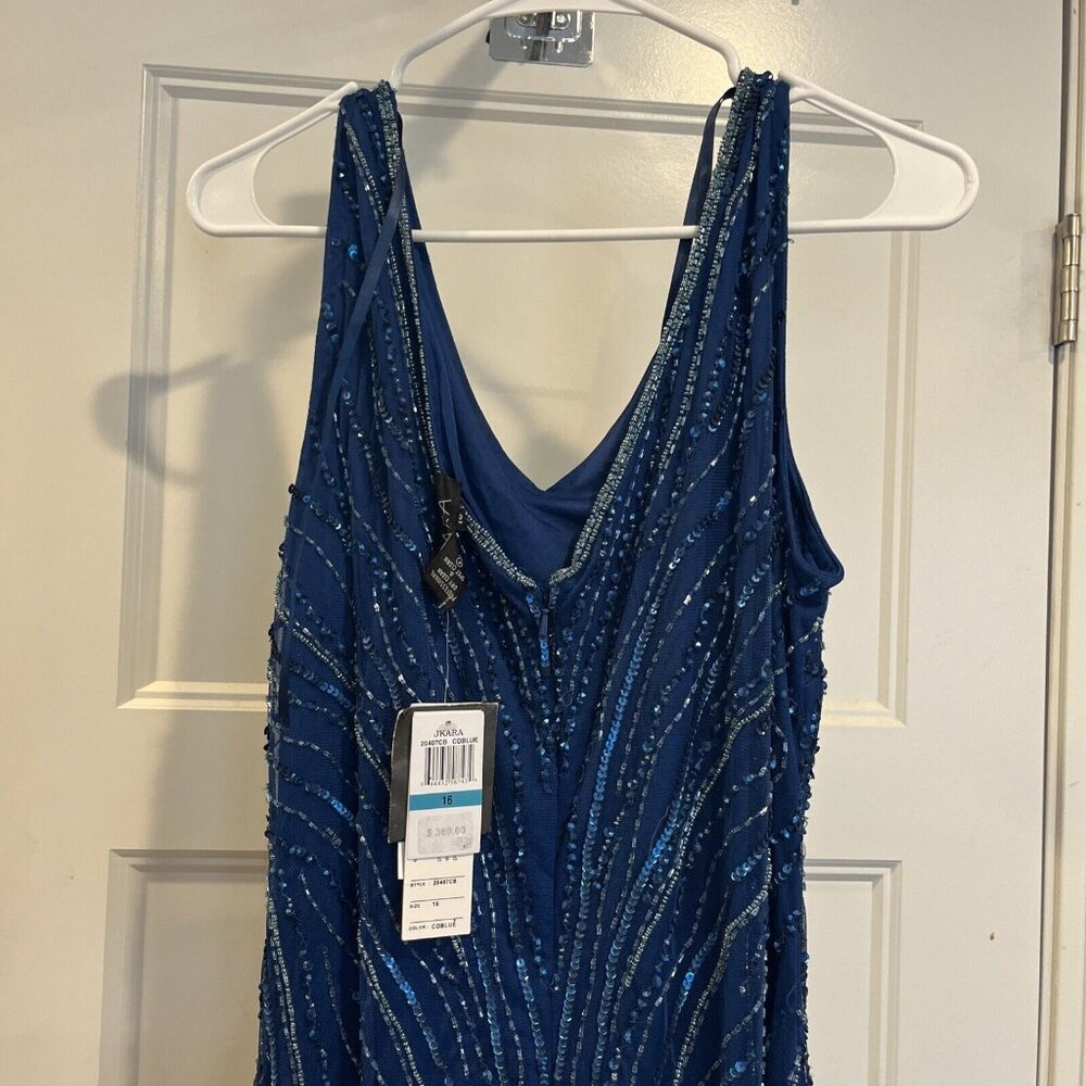 JKara Women's V-Neck Embellished Illusion-Godet Gown size 16 - Picture 11 of 11